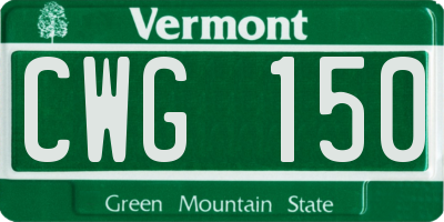 VT license plate CWG150