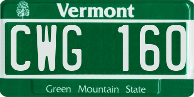 VT license plate CWG160