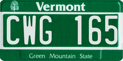 VT license plate CWG165