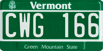 VT license plate CWG166