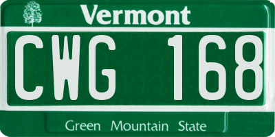 VT license plate CWG168