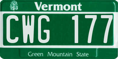 VT license plate CWG177