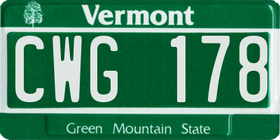 VT license plate CWG178