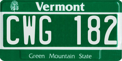 VT license plate CWG182