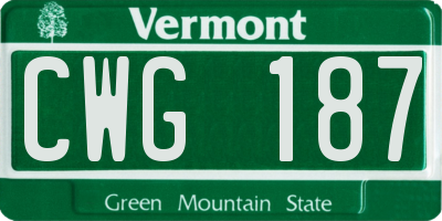VT license plate CWG187