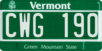 VT license plate CWG190