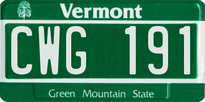 VT license plate CWG191