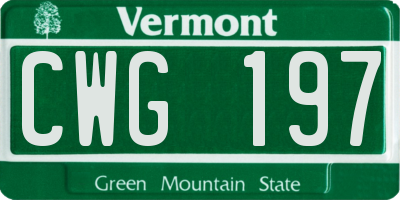 VT license plate CWG197