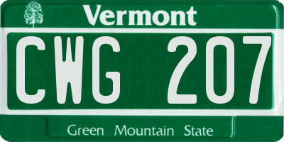 VT license plate CWG207
