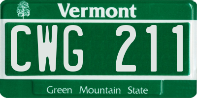 VT license plate CWG211
