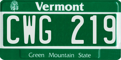 VT license plate CWG219
