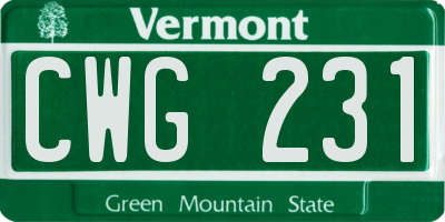 VT license plate CWG231