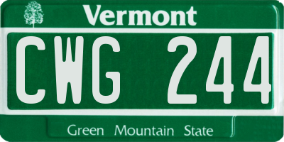 VT license plate CWG244