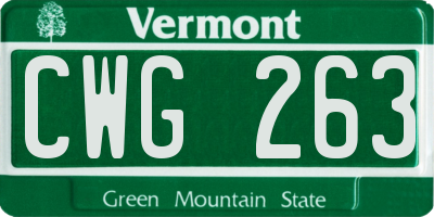 VT license plate CWG263