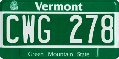 VT license plate CWG278