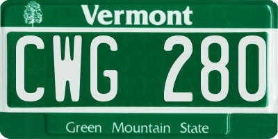 VT license plate CWG280