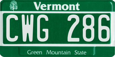 VT license plate CWG286
