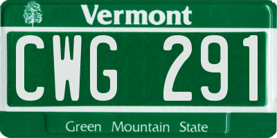 VT license plate CWG291