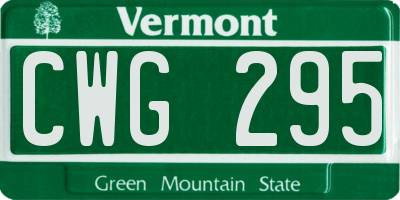 VT license plate CWG295