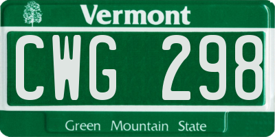 VT license plate CWG298