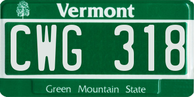 VT license plate CWG318