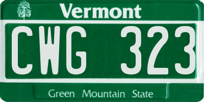 VT license plate CWG323