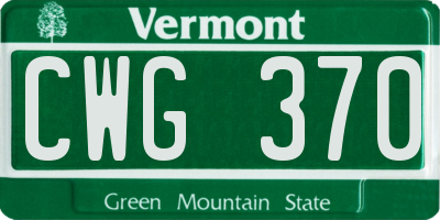 VT license plate CWG370