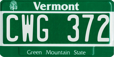 VT license plate CWG372