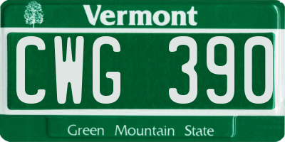 VT license plate CWG390