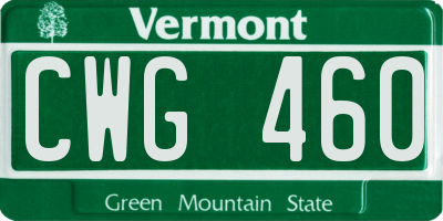 VT license plate CWG460