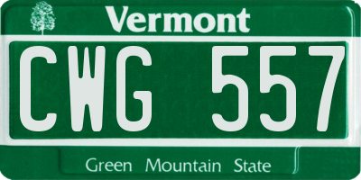 VT license plate CWG557