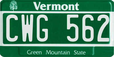 VT license plate CWG562