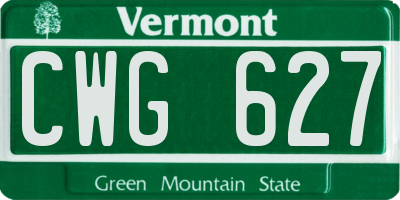 VT license plate CWG627