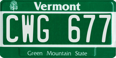 VT license plate CWG677