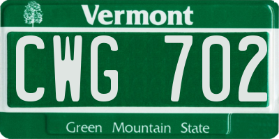 VT license plate CWG702