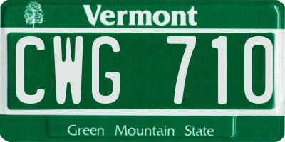 VT license plate CWG710