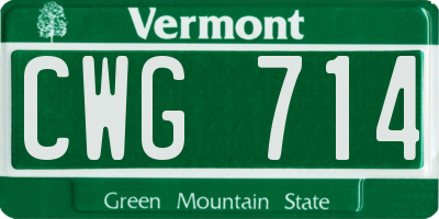 VT license plate CWG714