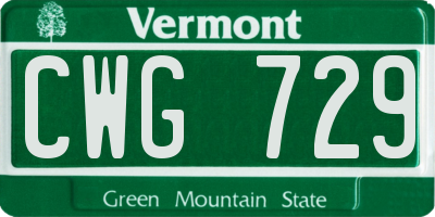 VT license plate CWG729