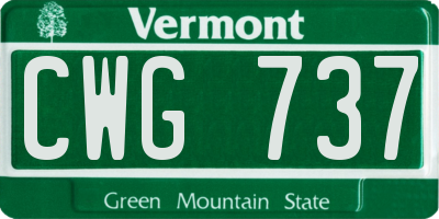 VT license plate CWG737