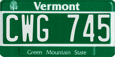 VT license plate CWG745