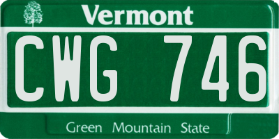VT license plate CWG746