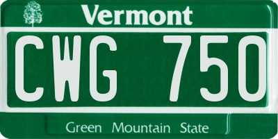 VT license plate CWG750