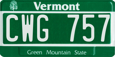 VT license plate CWG757