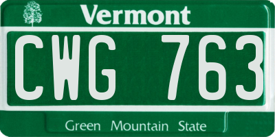 VT license plate CWG763