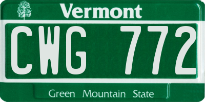 VT license plate CWG772