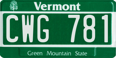 VT license plate CWG781