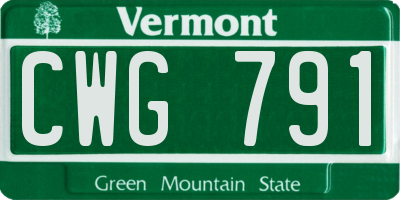VT license plate CWG791