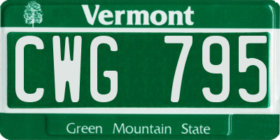 VT license plate CWG795