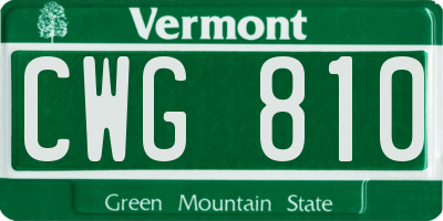 VT license plate CWG810