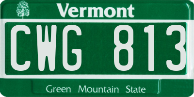 VT license plate CWG813